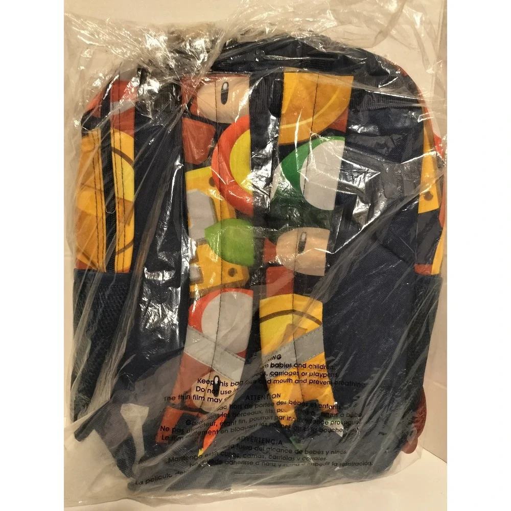 Nintendo Super Mario 17 Inch Backpack Padded Laptop Sleeve Reflective Face NEW